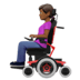 👩🏾‍🦼 woman in motorized wheelchair: medium-dark skin tone display on Apple